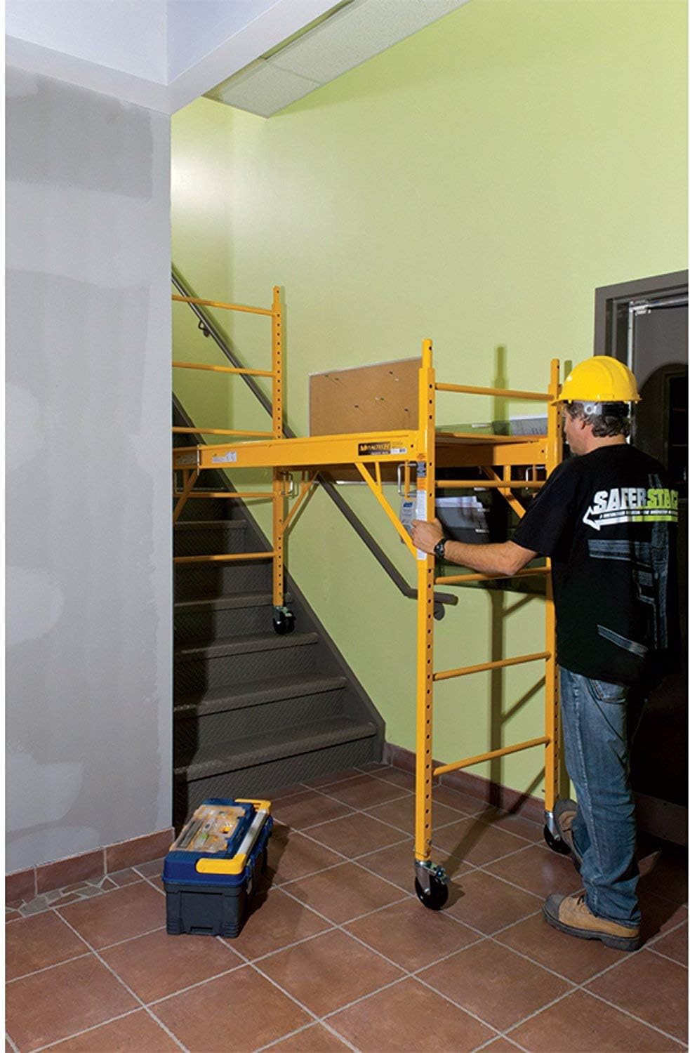 CBM Multipurpose Maxi Square Baker Style Scaffold Tower Package - 12 Feet, 1,000 Pound Capacity With Hatch Deck Guard Rail and Double U Lock