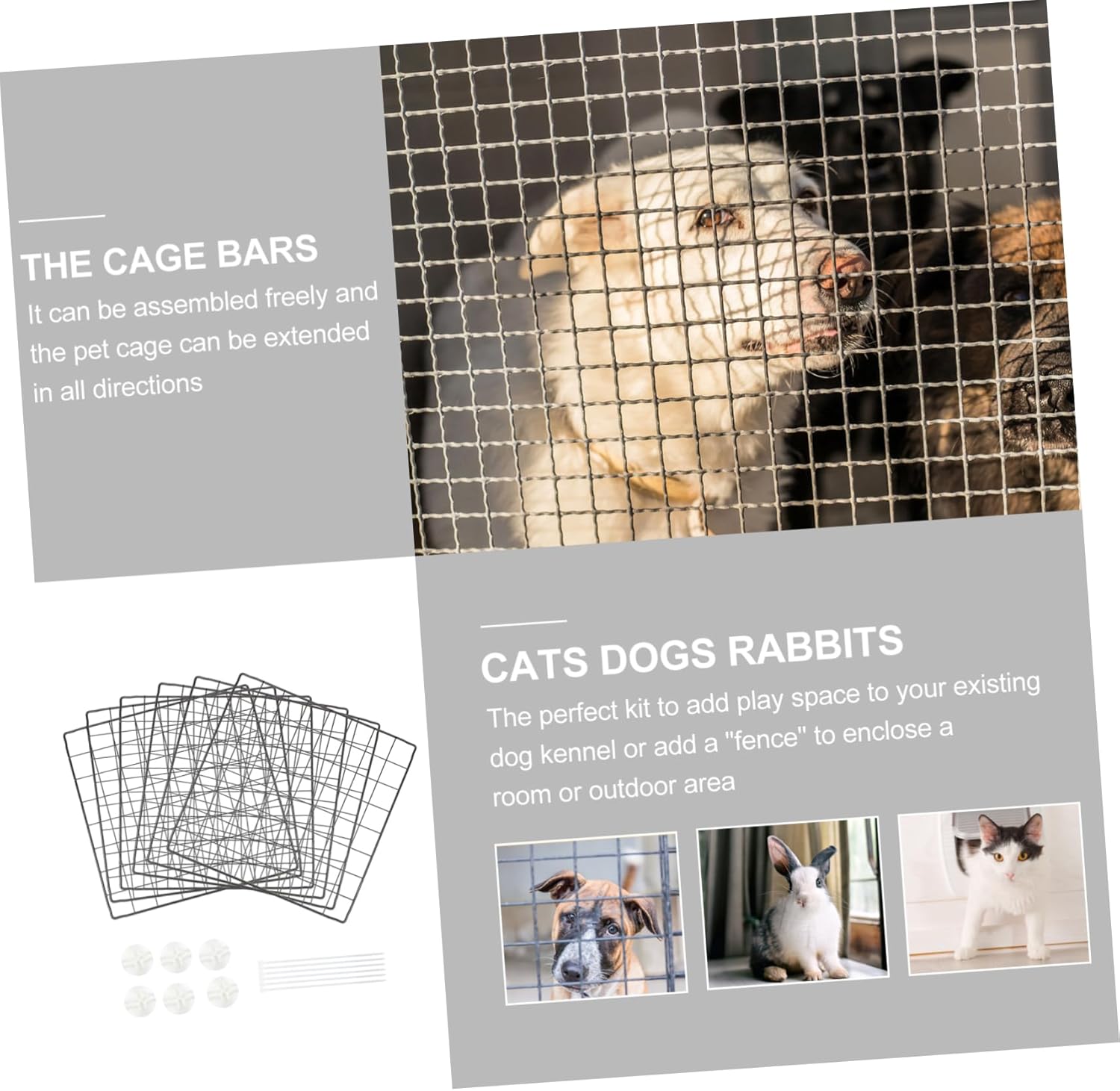 HANABASS Collapsible PET Playpen for Small Medium Dogs and Cats Iron Cage Zipper Top Cover Portable Indoor Outdoor Dog Crate 6 Panels Suitable for Rabbits and Guinea Pigs Random Color