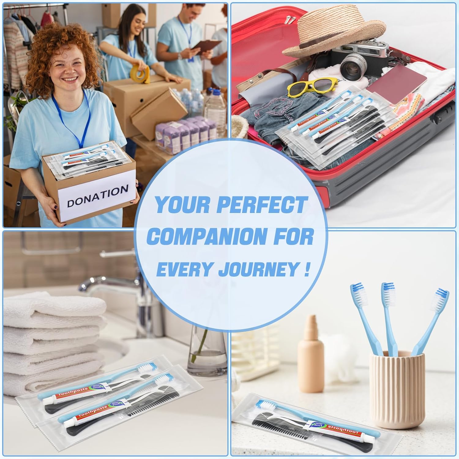 50 Sets Disposable Toothbrushes with Toothpaste Floss Comb Individually Wrapped, Disposable Toothbrush Bulk, 10g Toothpaste,Dental Floss,6in Comb Bulk Toothbrush Kit for Homeless,Airbnb,Hotel - Image 5