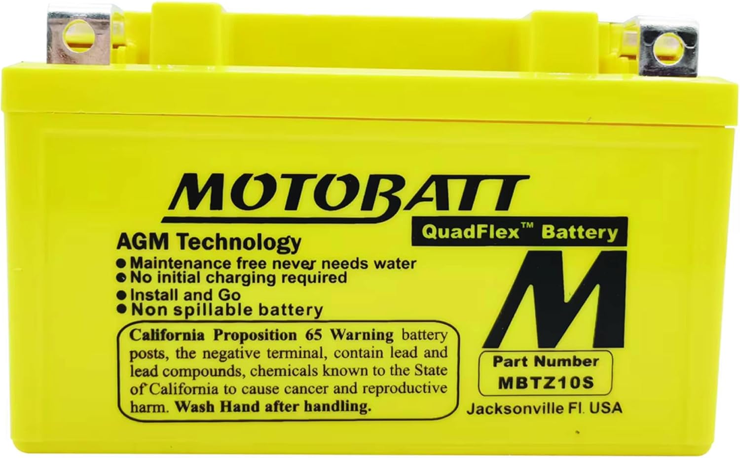 MotoBatt DB Electrical MBTZ10S New Battery for Motobatt Battery 8.6Ah, Aprillia, Honda, Bmw, Kawasaki, Ktm, Mv, Yamaha, E-ton, Kymco, Sym, Kasea Motorcycle YTX7A-BS YTZ10S