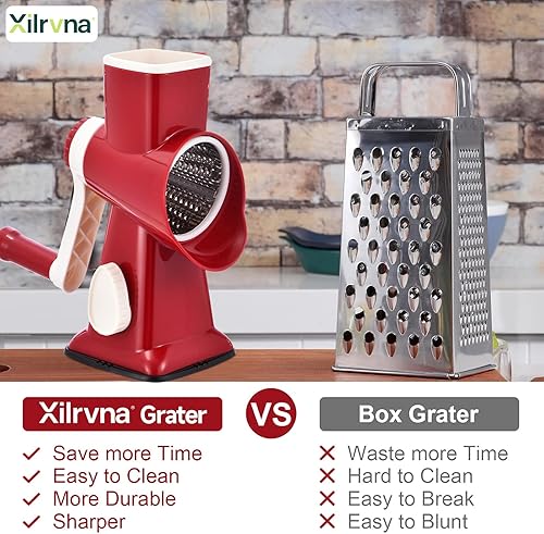 Miniatura 2 de Rallador rotativo de queso con asa, triturador de cocina, rallador de rebanador, rebanador de hielo, queso, verduras, nueces, patata, calabacín,