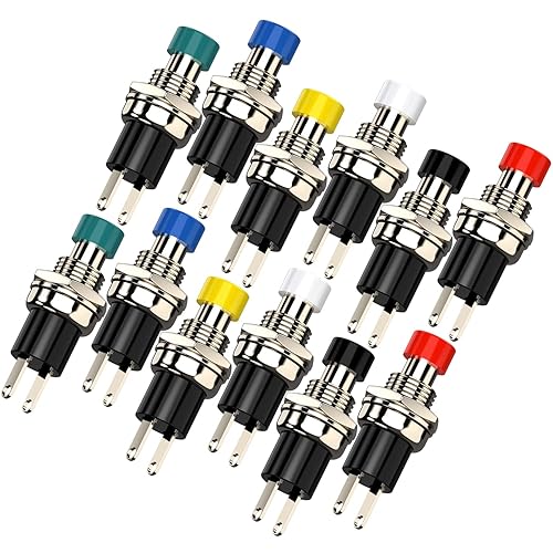 Interruptor de botón momentáneo, 1A 250VAC SPST Mini interruptores de botón normalmente abiertos (NO) 12pcs