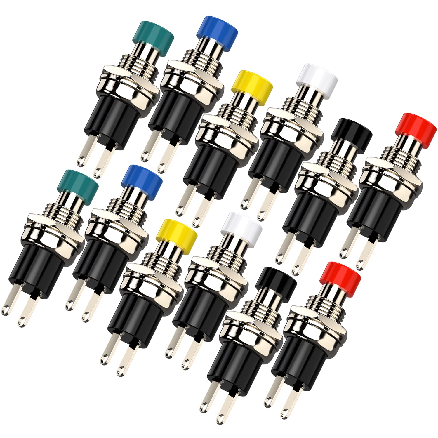 DIYhz Momentary Push Button Switch, 1A 250VAC SPST Mini Pushbutton Switches Normally Open(NO) 12pcs