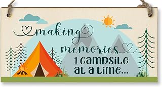 The Plum Penguin Handmade Wooden Hanging Wall Plaque Making Memories 1 Campsite at a Time Adventure Sign for Caravan Tent Camper