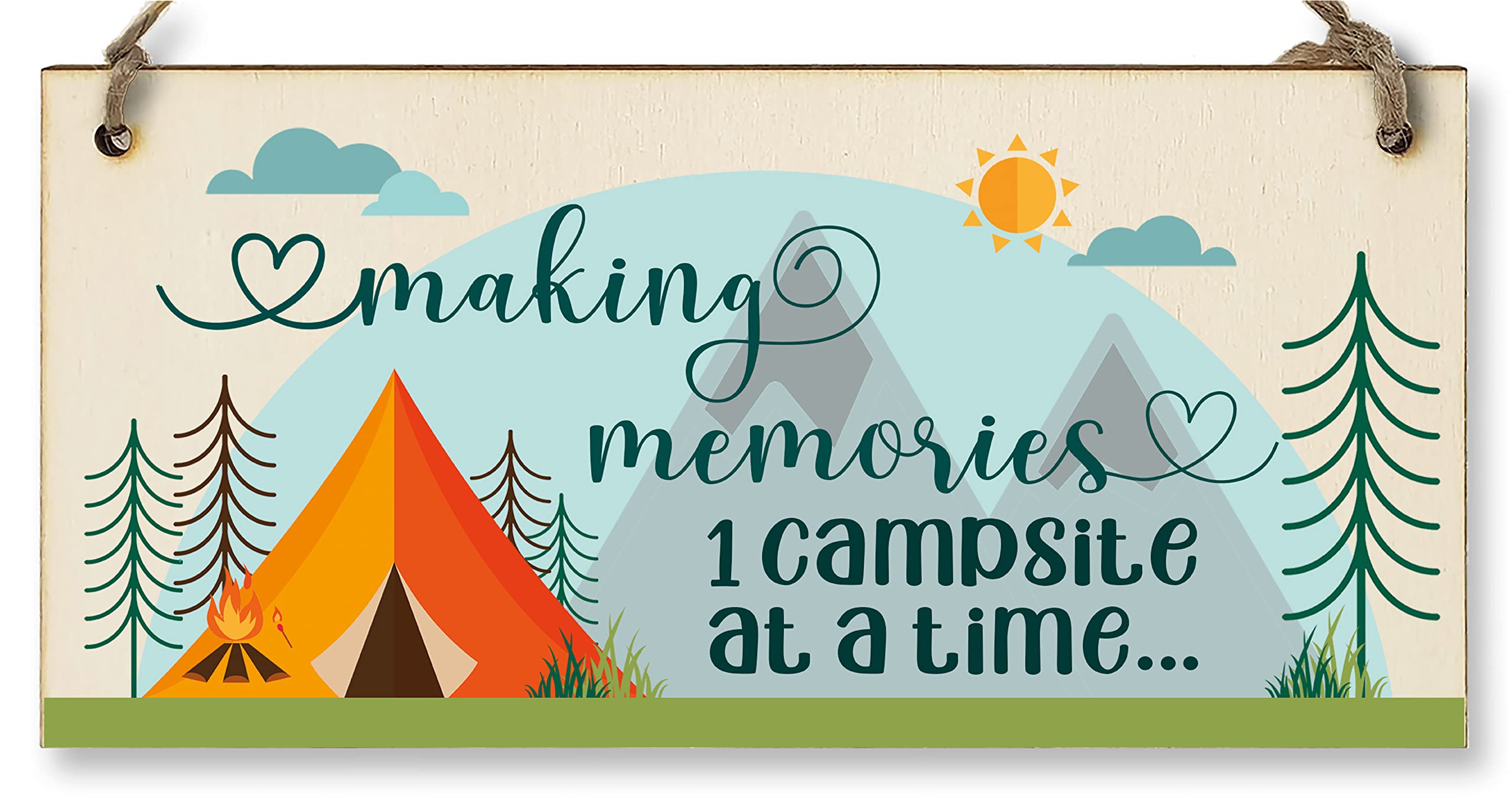 The Plum Penguin Brown Handmade Wooden Hanging Wall Plaque Making Memories 1 Campsite At A Time Adventure Sign For Caravan Tent Camper