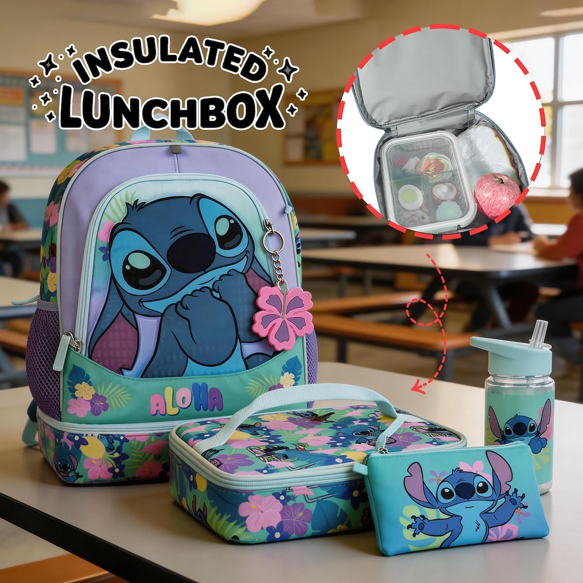 BIOWORLD Womens Kid Lilo & Stitch Backpack Set (Little Kid/Big Kid) Purple Onesize