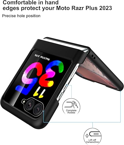 Miniatura 2 de Foluu Funda para Motorola Razr Plus 2023, con protector de pantalla frontal integrado, piel sintética + carcasa rígida de policarbonato, ultra