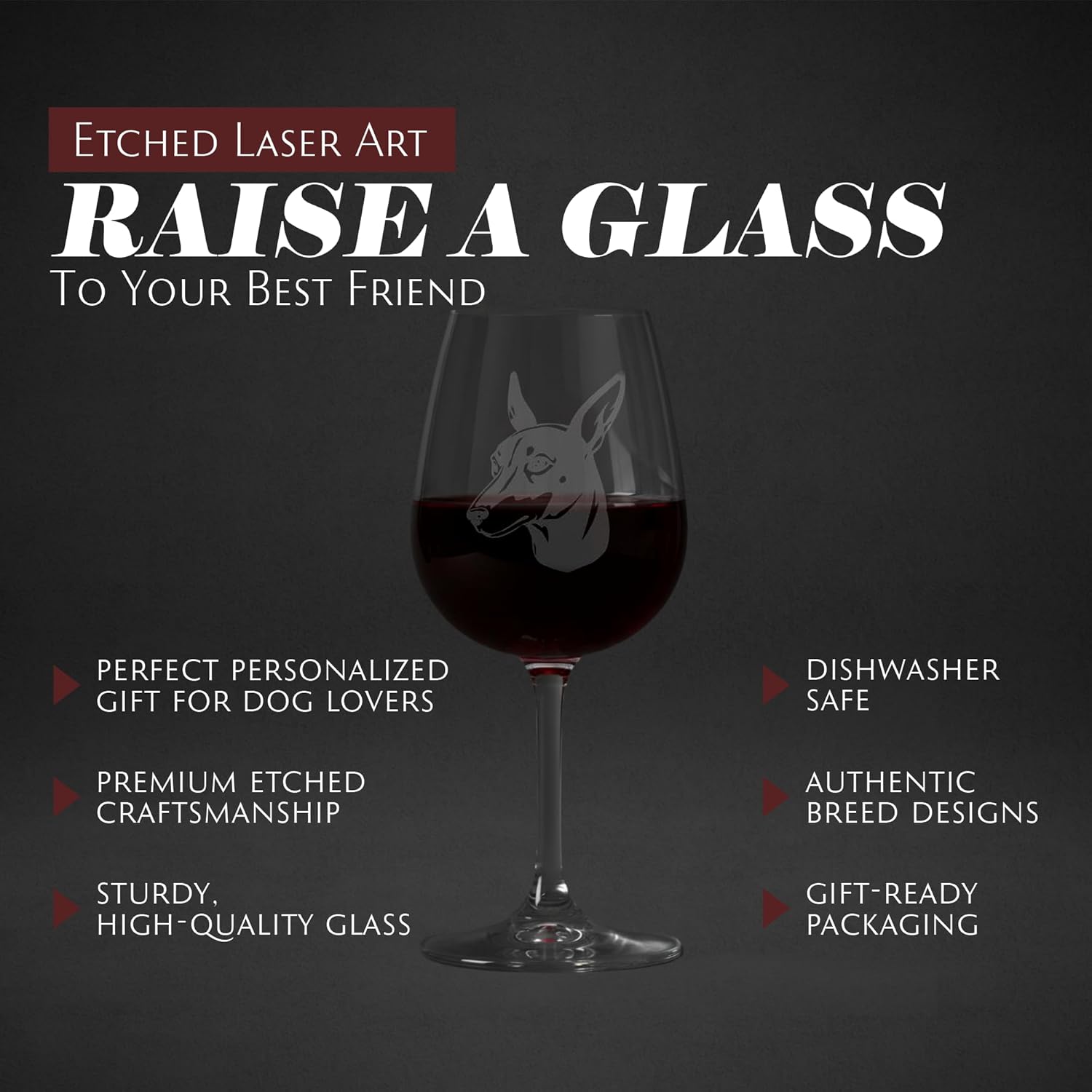 Toy Manchester Terrier Dog Themed Etched 12.75oz Wine Glass
