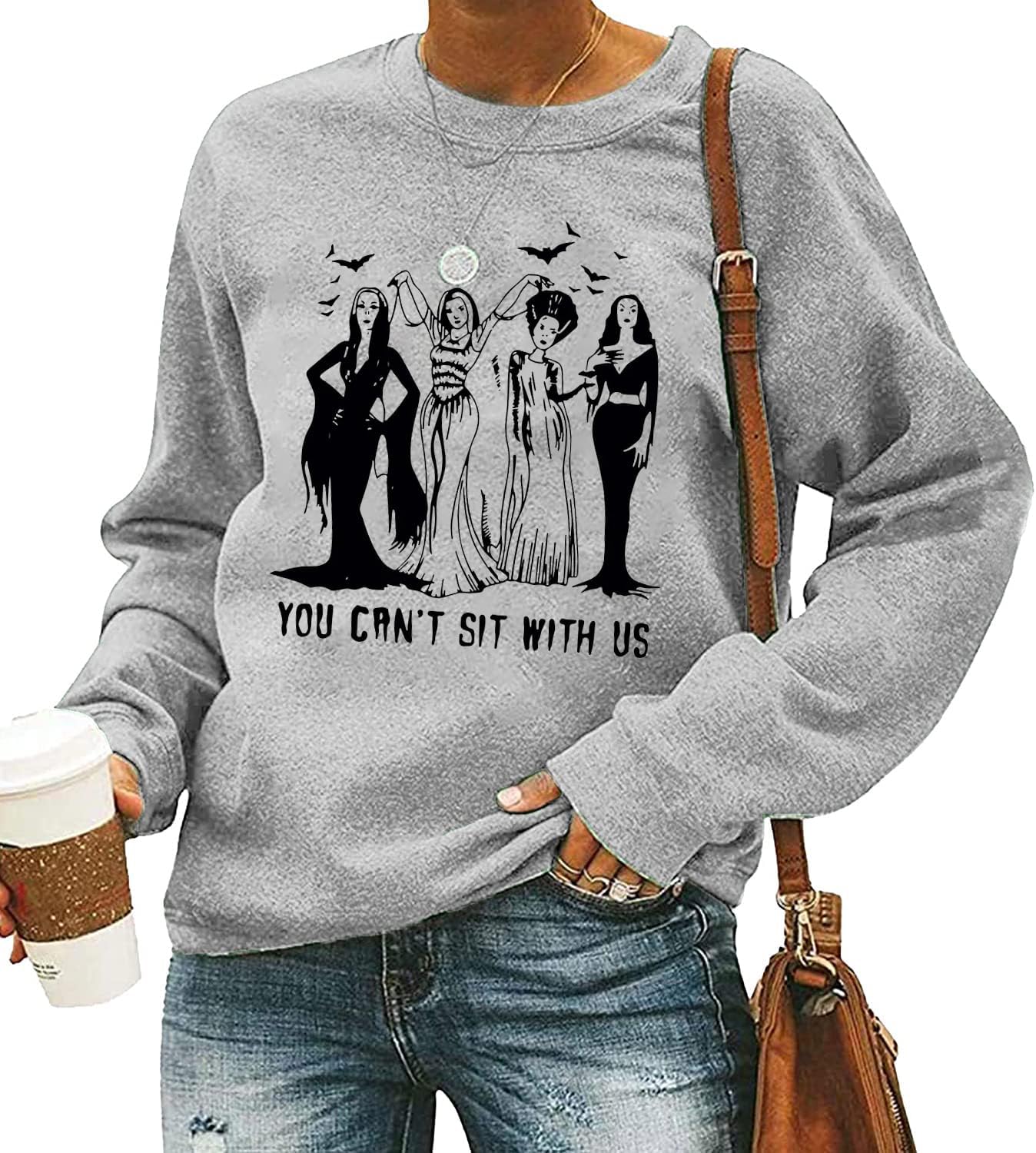 Ghoul Gang Halloween Sweatshirt Women Vintage Horror Movies Graphic Tee Goth Queens Shirt Long Sleeve Pullover Tops - Image 2