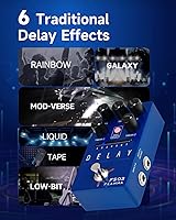 Vista 3 de FLAMMA FS03 - Pedal de efectos de delay para guitarra eléctrica con bucle, sonido estéreo digital, 6 efectos de delay almacenables preestablecidos
