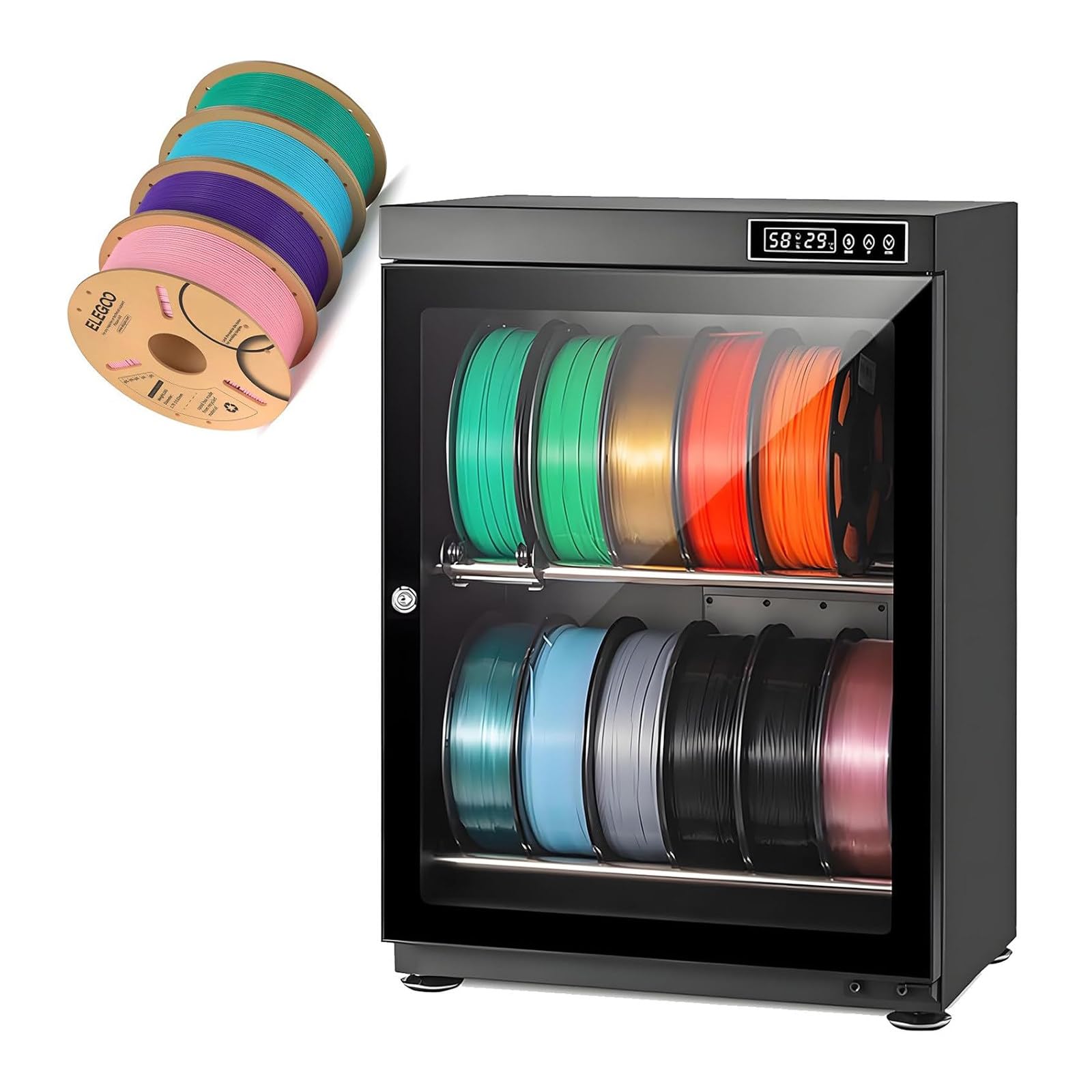 LQQYJSM 3D Printer Filament Dryer Box, 70L/1115L Anti-Moisture Filament Storage Box, W/Auto Humidity Control (Rh15%-Rh60%), Noiseless & Stackable for PLA/ABS/PETG 70L