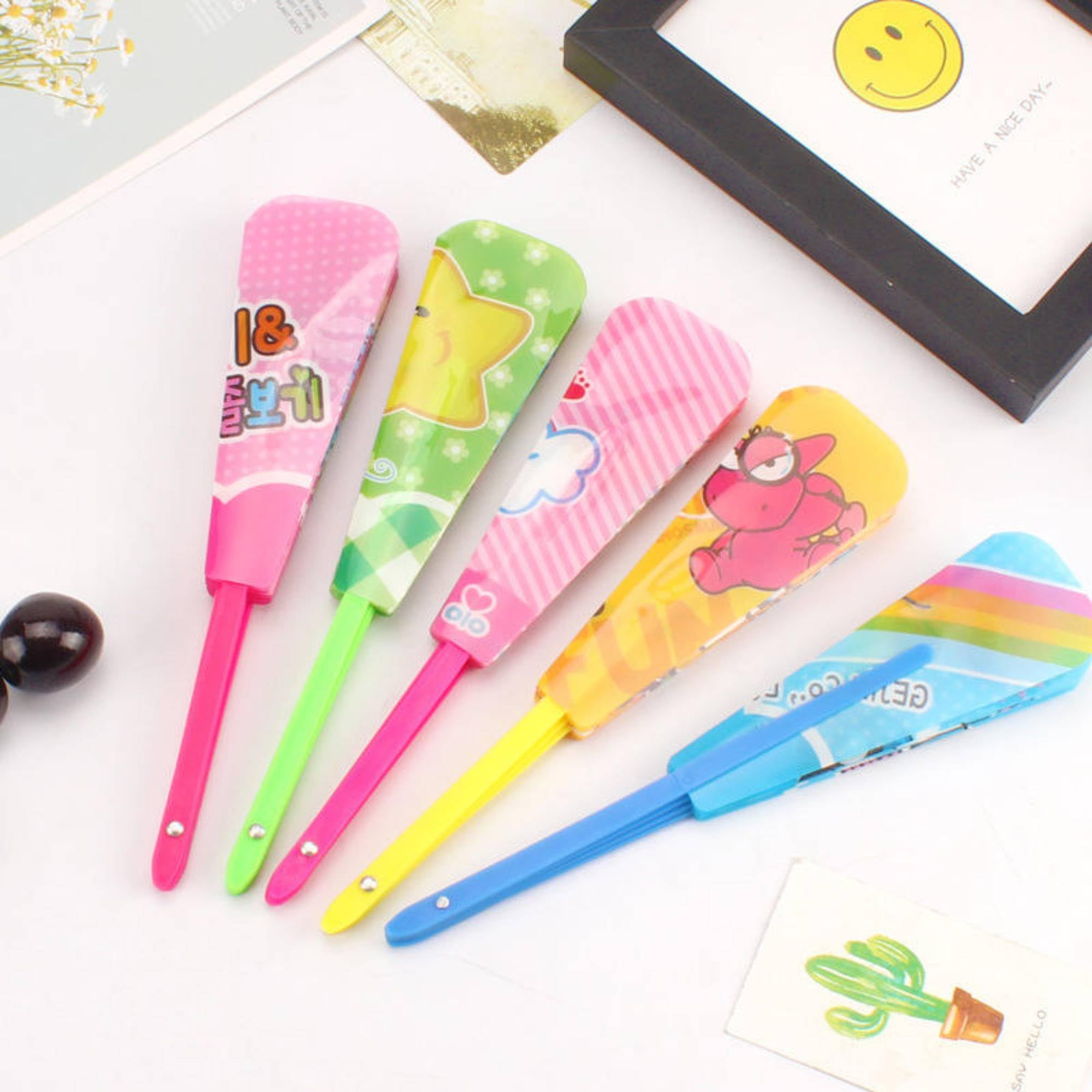SHAKTISM Kids Folding Hand Fan Cartoon Design | Colorful Portable Plastic Hand Fan for Children | Summer Cooling Toy Fan for Boys & Girls | Lightweight & Durable (Random Designs, 12Pc) 1