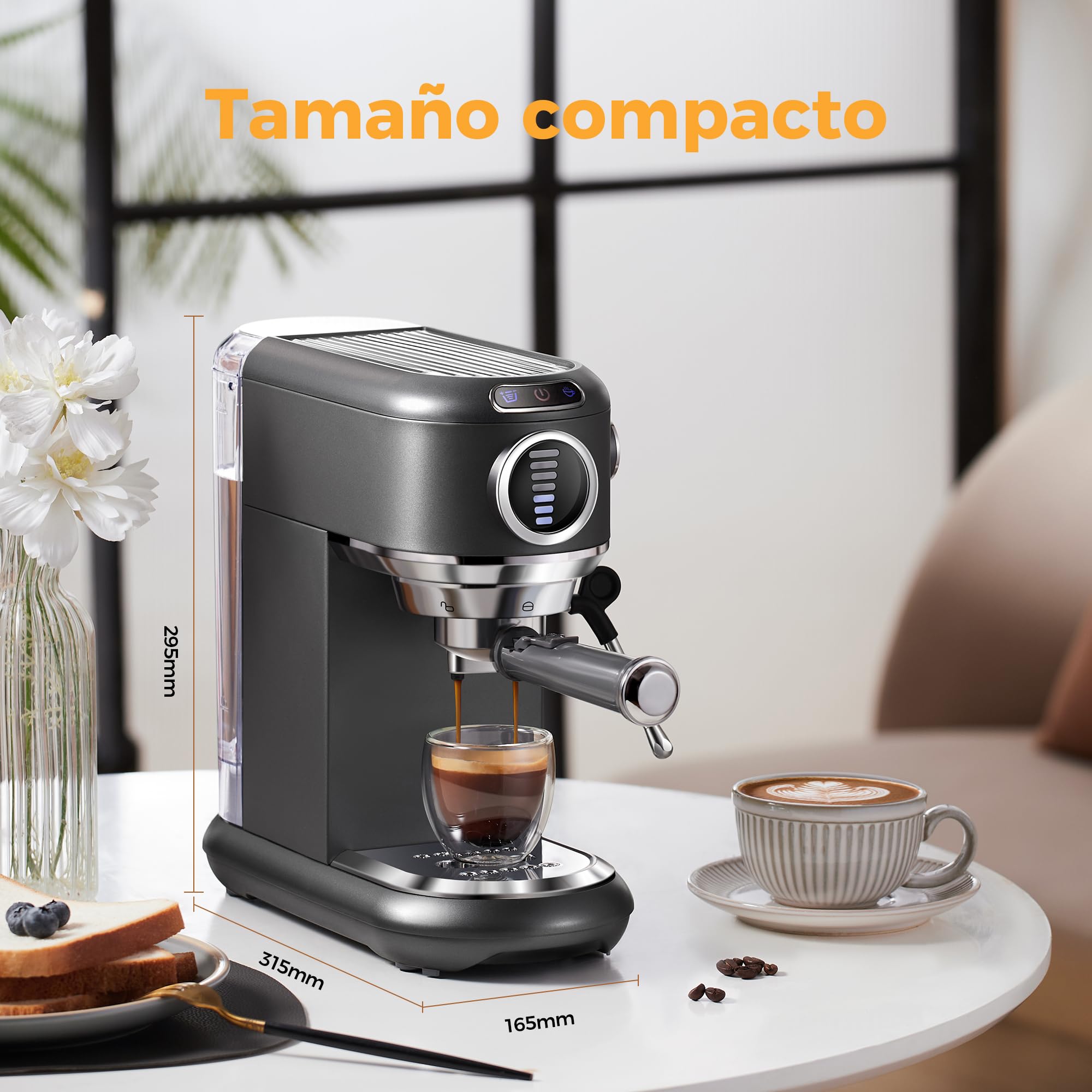 CAFELFFE MK-601F Cafetera 4-en-1, Compatible con Nes Original, DG, ESE y Café Molido, 19Bar Máquina de Espresso con Preparación en Caliente/Frío y Depósito 1,1L