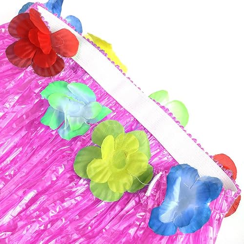 Miniatura 26 de Falda hawaiana de hierba Luau Hula con flores grandes para decoración de fiesta de baile