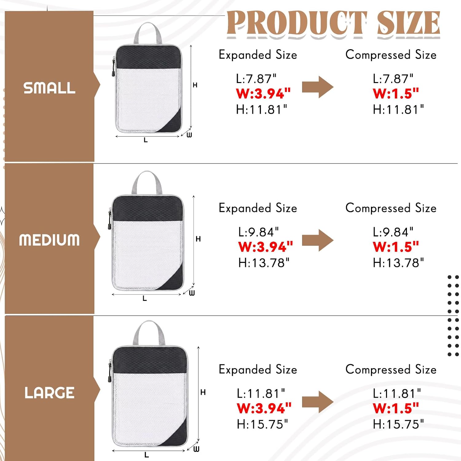 Silkfly 9 Set Compression Packing Cubes for Travel, Luggage Suitcase Organizer Bags with Breathable Mesh Panel for Space Saving Carry on(Beige, Black, Gray)