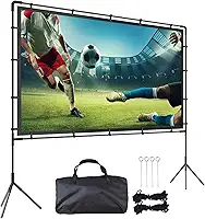 Diyeeni Tela de Projetor Externo de 100 Polegadas Com Suporte e Estrutura de Ferro Tela de Projeção Portátil 16:9 Com Bolsa de Transporte para Filmes de Quintal, Home Theater e