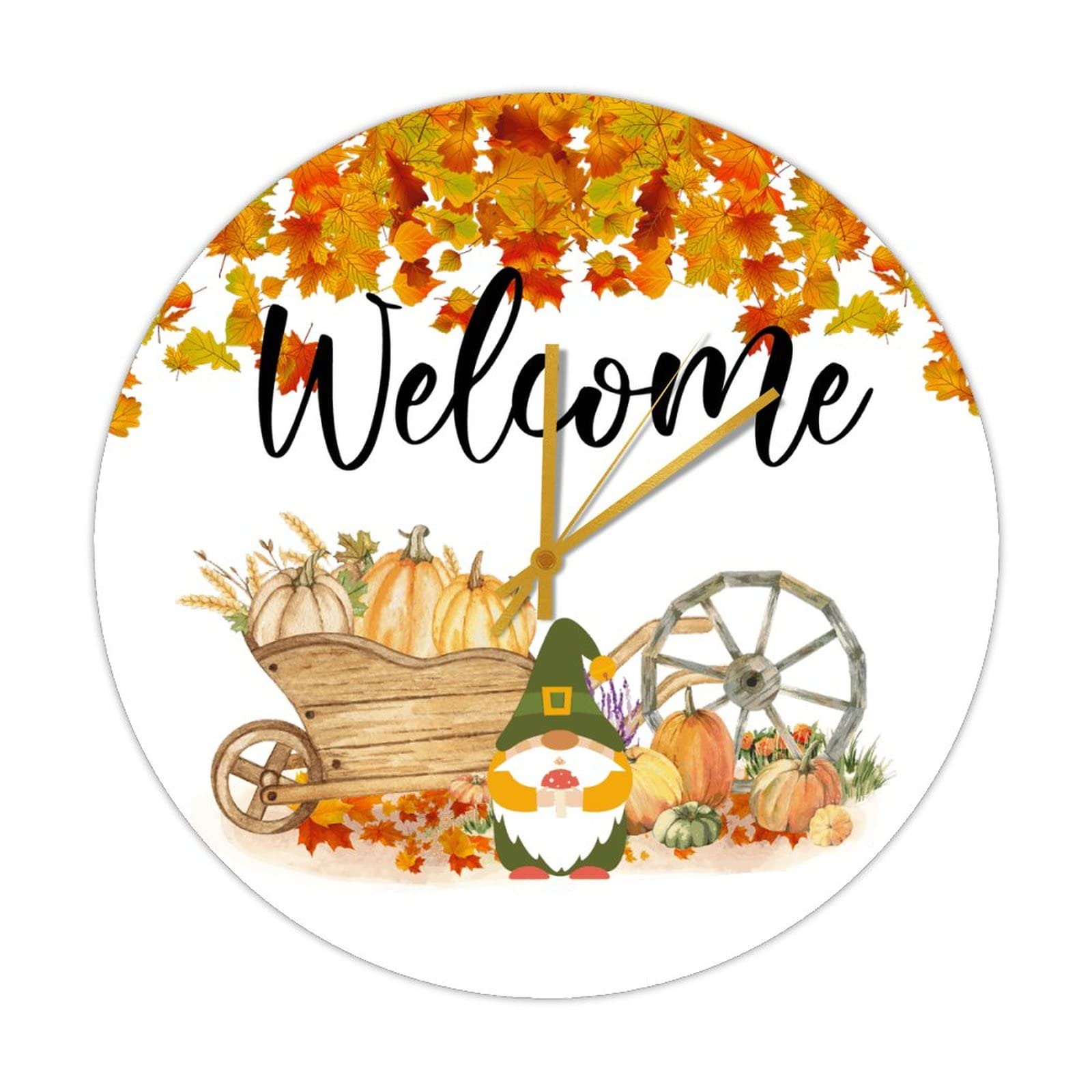 Horloge murale Happy Thanksgiving en bois pour salon et chambre