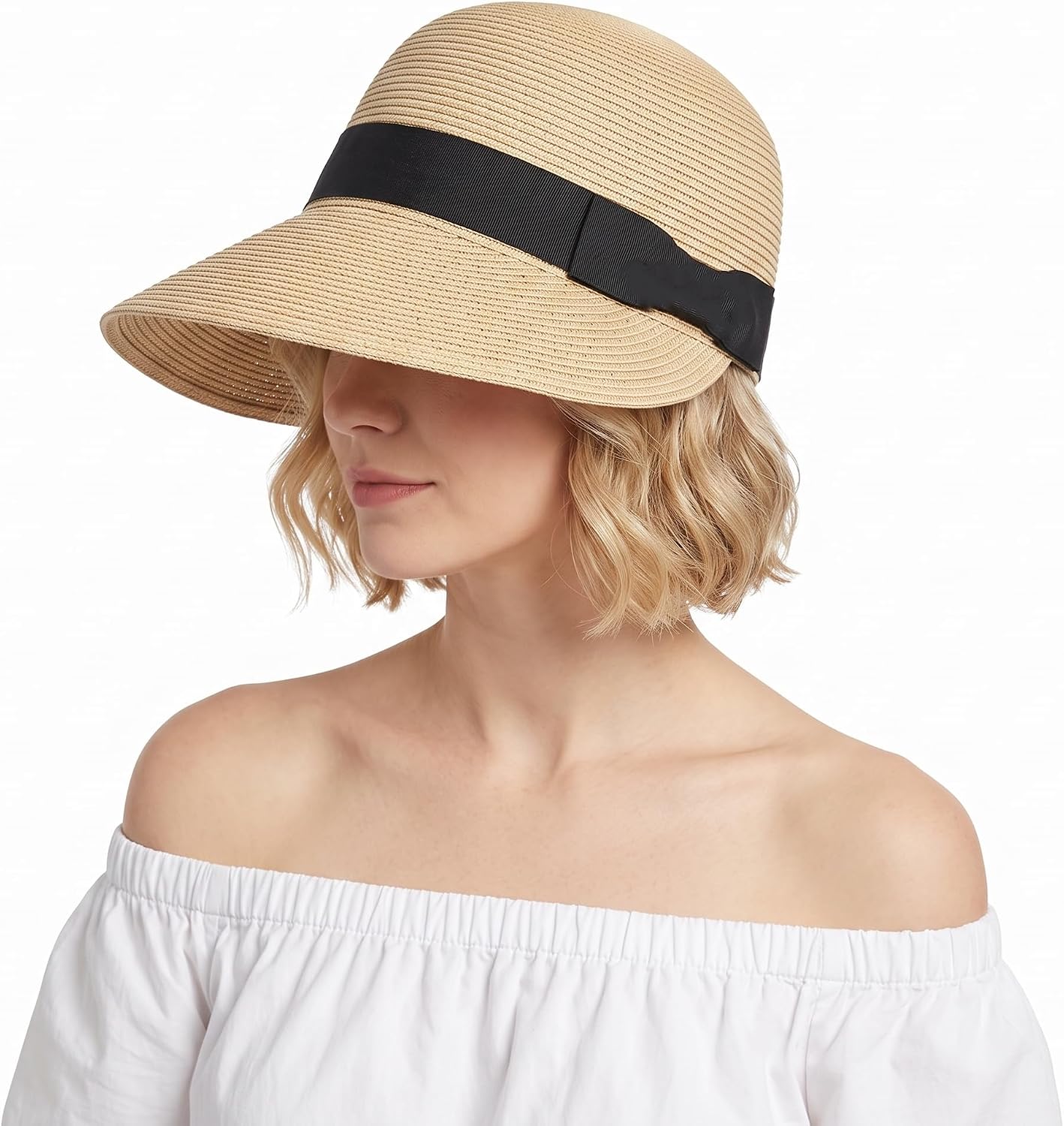 Visor Hat for Women Foldable Woven Ponytail Sun Hat for Beach | Breathable Lightweight Portable Summer Visor Baseball Cap with Uv Protection Outdoor Travel Accessory