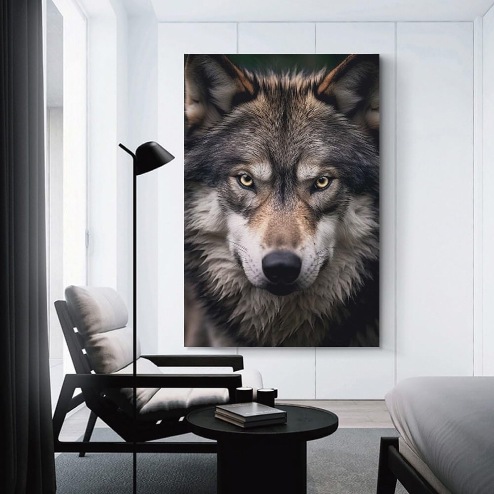 Junmoney Wolf Wildlife Portrait Canvas Wall Art 08x12inch(20x30cm), for Home Lounge, Bedroom Or Reading Nook, Eye Catching Artwork for Blank Walls