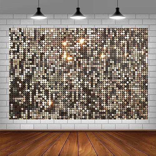 Miniatura 3 de AIBIIN Telón de fondo negro dorado con purpurina de 7 x 5 pies para fotografía, lentejuelas doradas, bokeh, fiesta de cumpleaños, sesión de fotos,