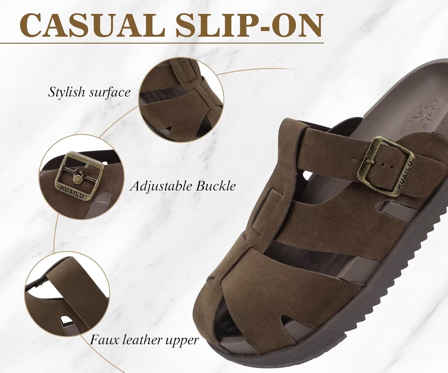 KuaiLu Womens Clog Sandals with Comfotable Arch Support Chic Platform Cushion Memory Foam Dressy Sandals Summer Travel Beach Walking Slide for 2026 Brown 10