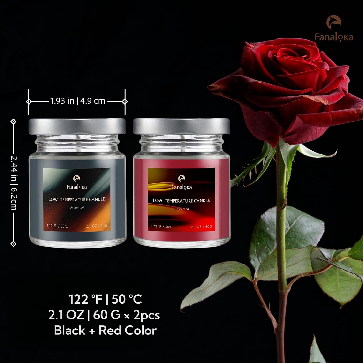 Low Temperature Body Safe Candles, Black & Red, 2 Pack