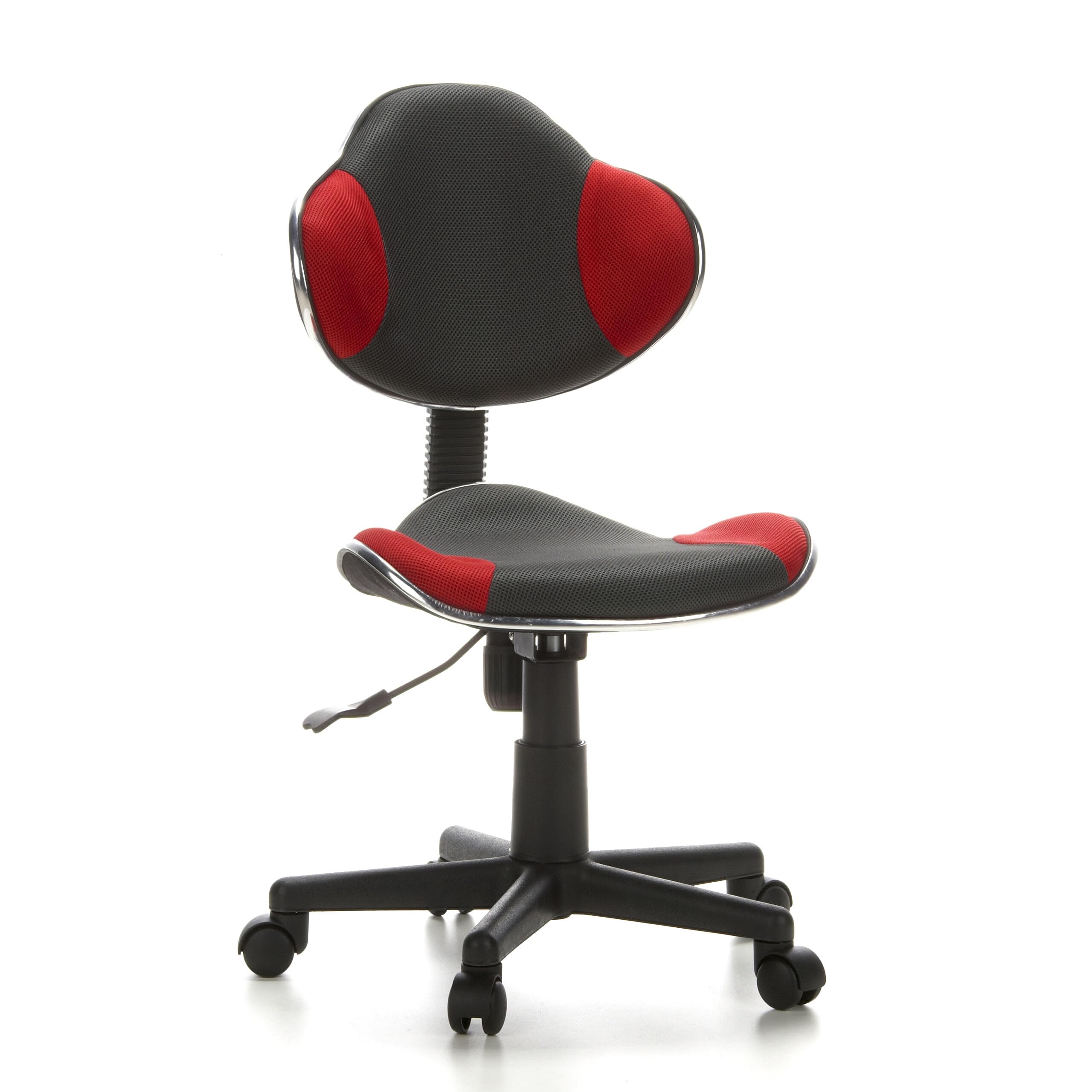 hjh OFFICE 633002 Silla Escritorio para niños KIDDY GTI-2 Tejido Gris/Rojo, ergonómico Silla Juvenil, Altura Ajustable