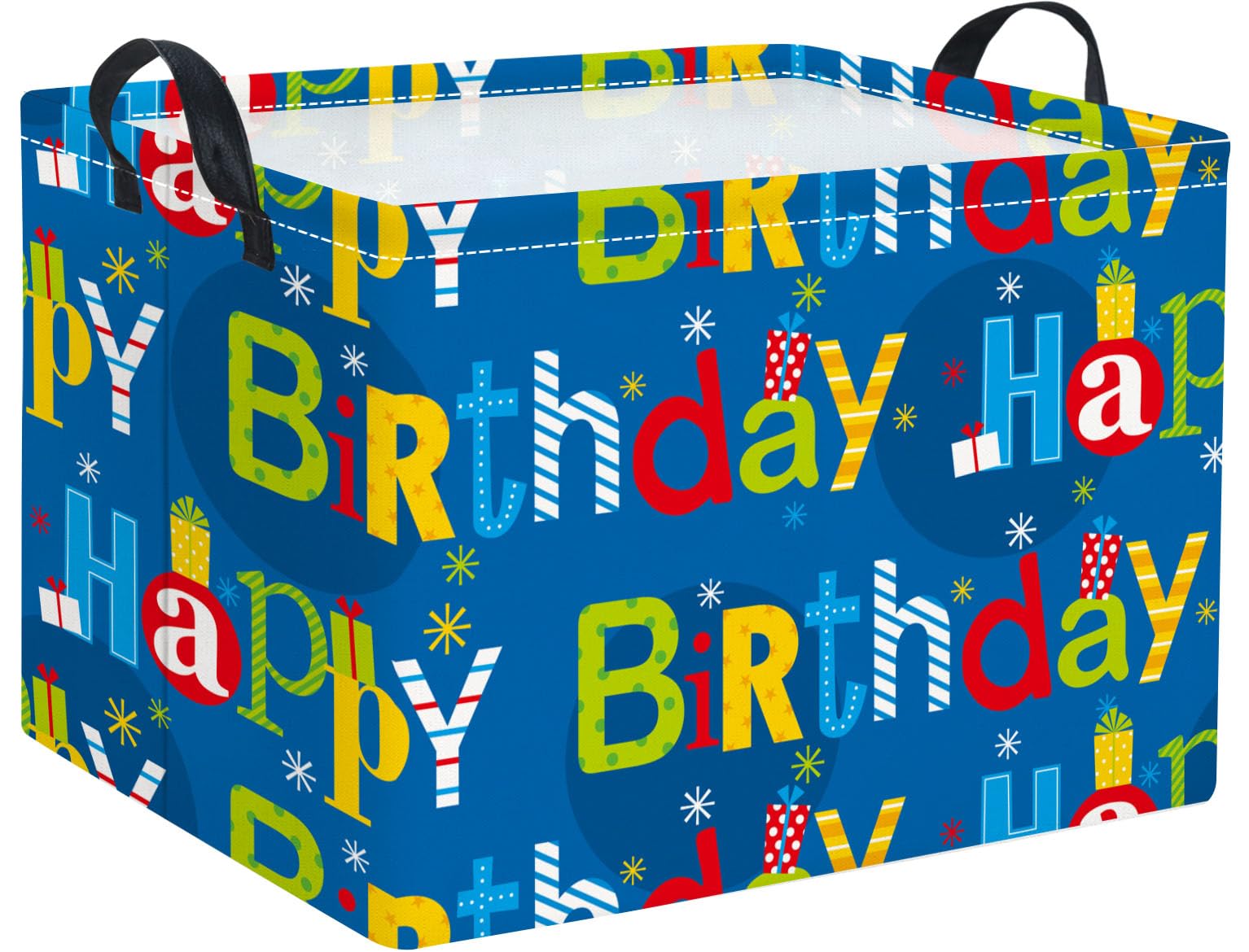 Rectangular Storage Basket for Boys Kids Basket Storage Bin Organizer Box(Happy Birthday)