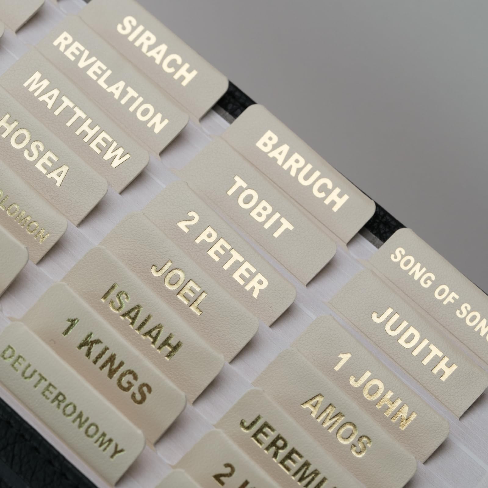 UPAFEXXI-Leather Bible Tabs for Women and Men, Gold Foil Lettering(Cream)