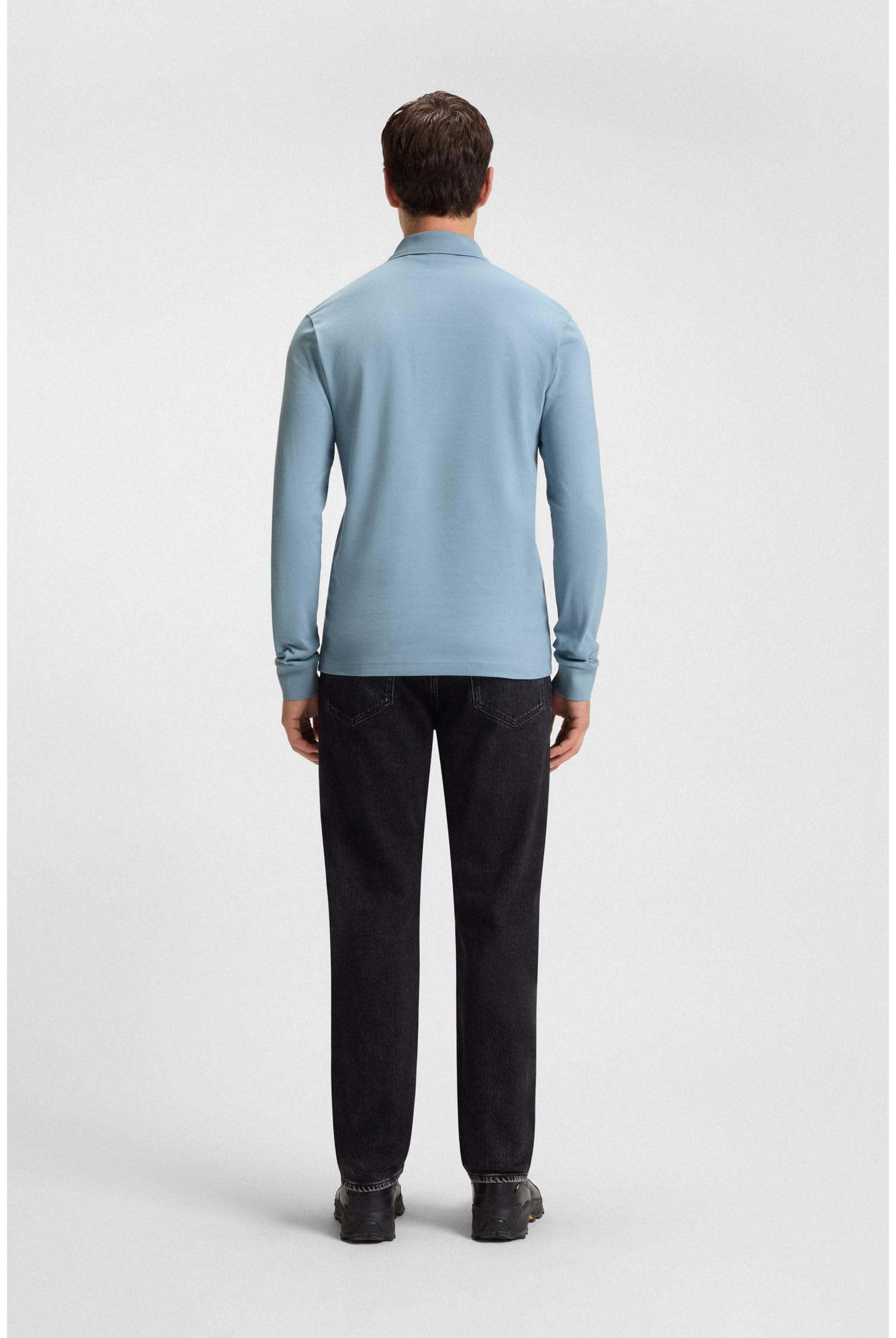 BOSS Herren Pirol Longsleeve-Poloshirt aus Interlock-Baumwolle mit tonalem Logo