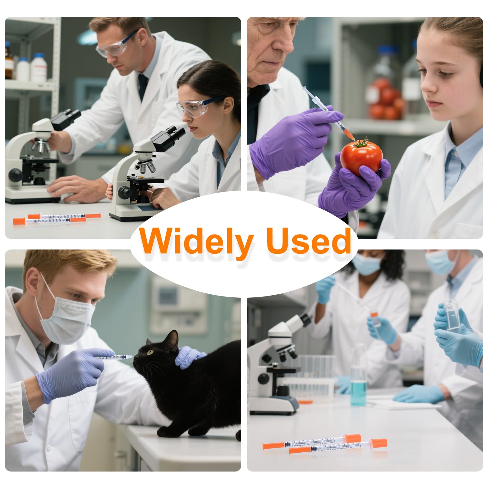 100 strumenti di trasferimento con scala da 1 ml, multiuso, 31 g, 8 mm, confezionati singolarmente per laboratorio, trasferimento di liquidi (100)