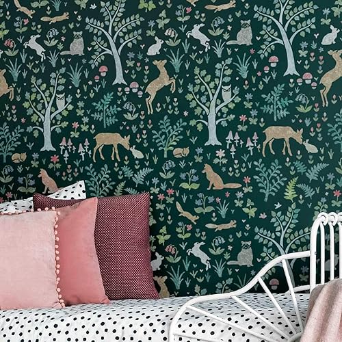 Tanglewood Forest Stencil - Plantilla de pared para guardería, diseño de animales de bosque reutilizable para habitación de niños y habitación de