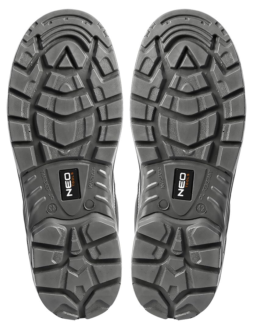 NEO TOOLS Botas de seguridad para hombre de clase S3 SRC, resistentes al agua WR, antideslizantes, zapatos de trabajo reforzados con plantilla de Kevlar, plantilla antiestática, sin elementos