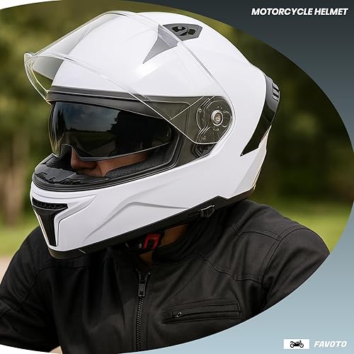 Miniatura 6 de Casco completo con viseras duales Favoto, Casco de motocicleta aprobado por DOT, Casco ligero para motocicleta, bicicleta de tierra, ATV,