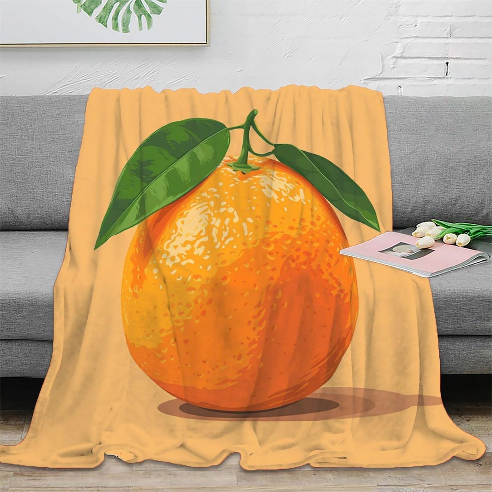Couverture canapé orange 3D plaid chaud anti-froid pour enfants