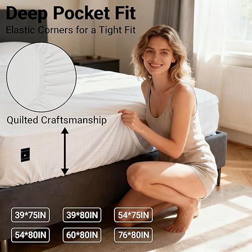 Miniatura 7 de Grounding Sheets Full XL, 90% algodón, 10% fibra plateada, sábana de cama con conexión a tierra, bolsillo profundo, mejora el sueño (tamaño