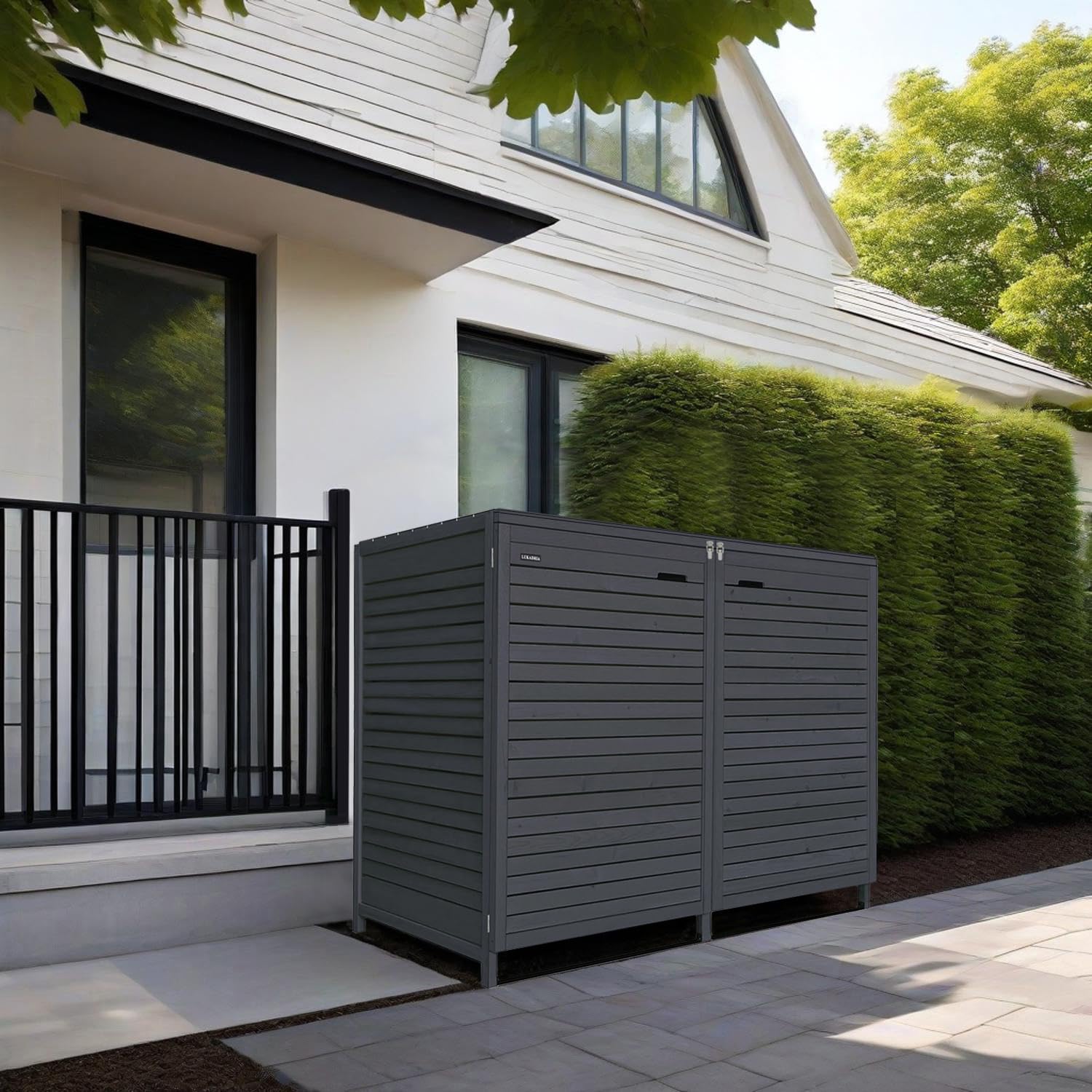 Mülltonnenbox Mülltonnenverkleidung ADRIA24 für 2 Tonnen240L imprägniert in anthrazit Müllcontainer Mülltonnenschrank Mülltonne