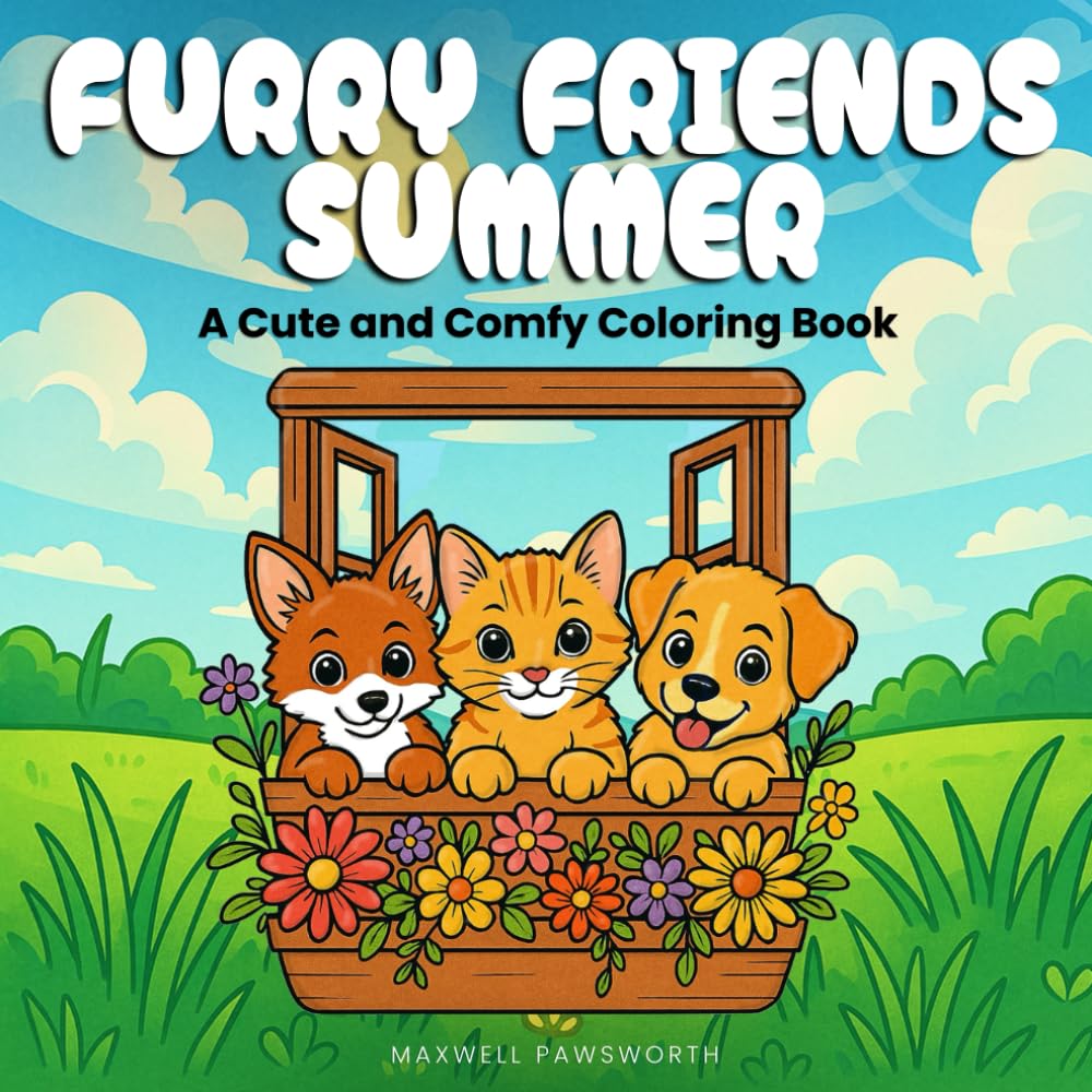 Furry Friends Summer: 50 Cute, Comfy, and Easy Summer Hygge-Inspired Coloring Book Pages for Adults and Teens for Fast Relaxation, Instant Joy, and Creative Fun (Groovy & Fun Coloring)