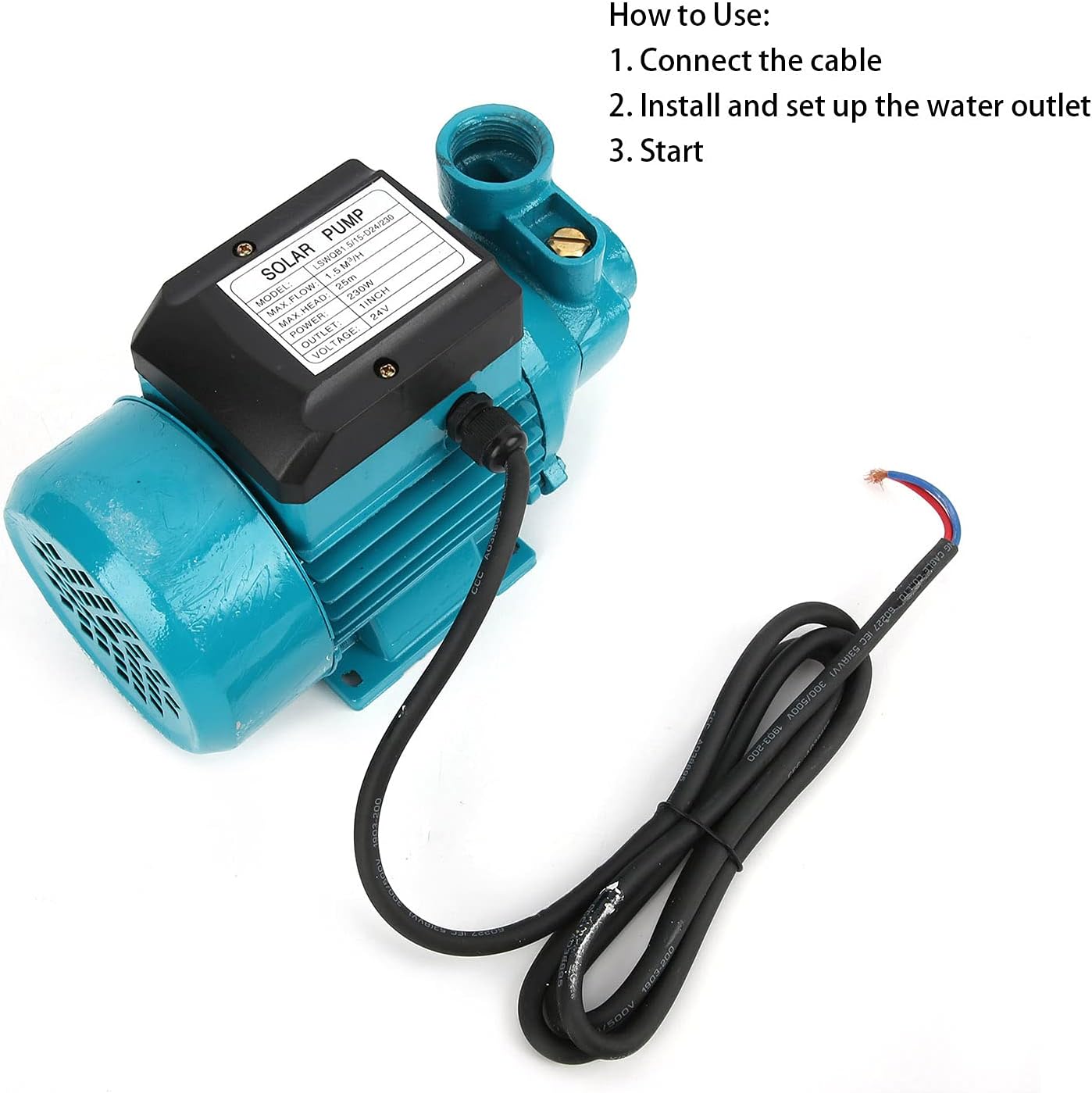 Portable Transfer Water Pump for Clean Water, DC 24V Easy Powered Self-Priming Pump for Shallow Well Jet, Irrigation Transfer, Solar Water Supply - 25M Lift