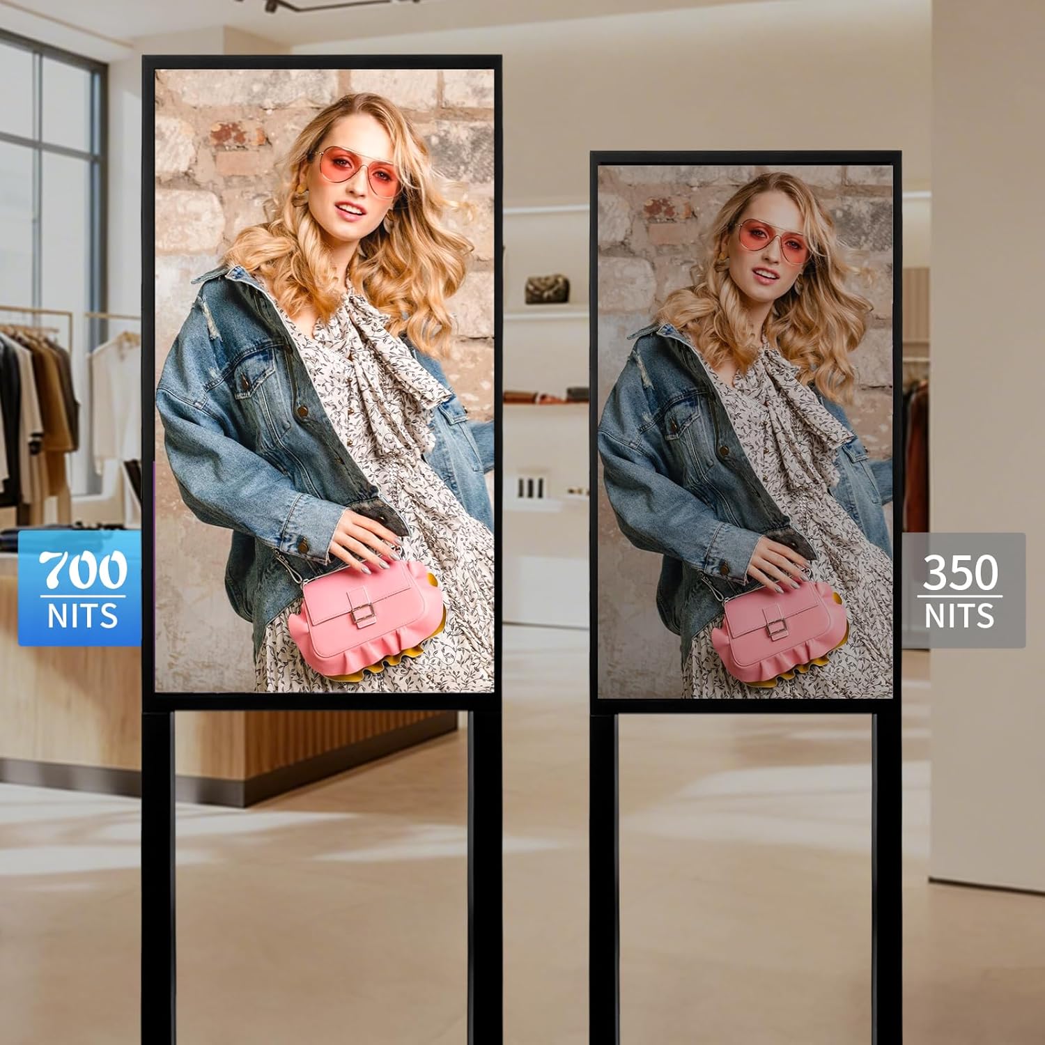 32 Inch Digital Signage Kiosk FHD 1080P G+G Capacitive Touchscreen Advertising Display 700 nits High Brightness Digital Menu Board for Restaurants/Stores