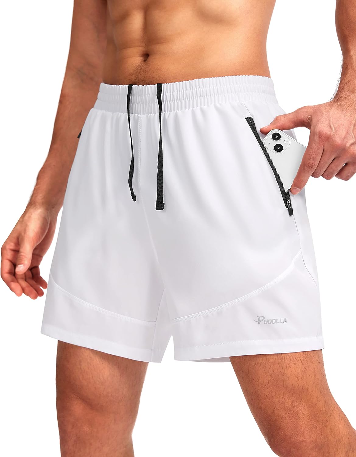 Pudolla Men's Workout Running Shorts 7"/5"/9" Lightweight Gym Athletic Shorts for Men with Zipper Pockets