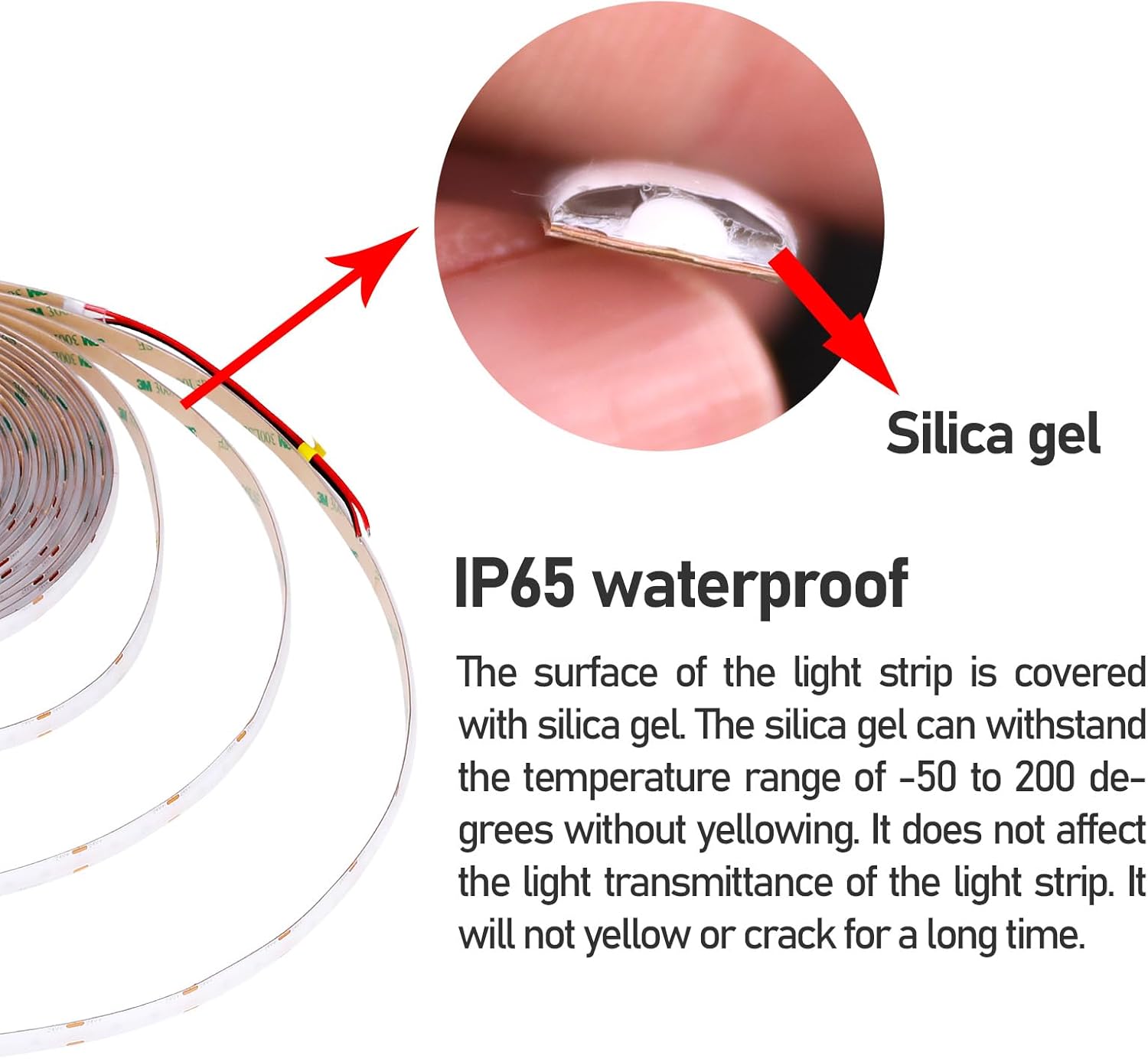 GOMING 32.8ft(10M) DC 24V Blue COB LED Strip Light IP65 Waterproof 3840LEDs Uniform Glow Dotless Flexible LED Tape Lights for DIY Garden Backyard Hallways Stairs Decoration(No Power Supply)