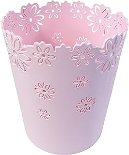 Nazr Wastebasket, Hollow Flower Shape Plastic Lidless Wastepaper Baskets Trash Can (S-Pink)