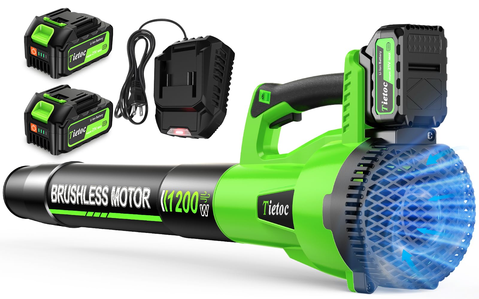 Leaf Blower Cordless - Brushless Motor Electric Blower with 2 Battery