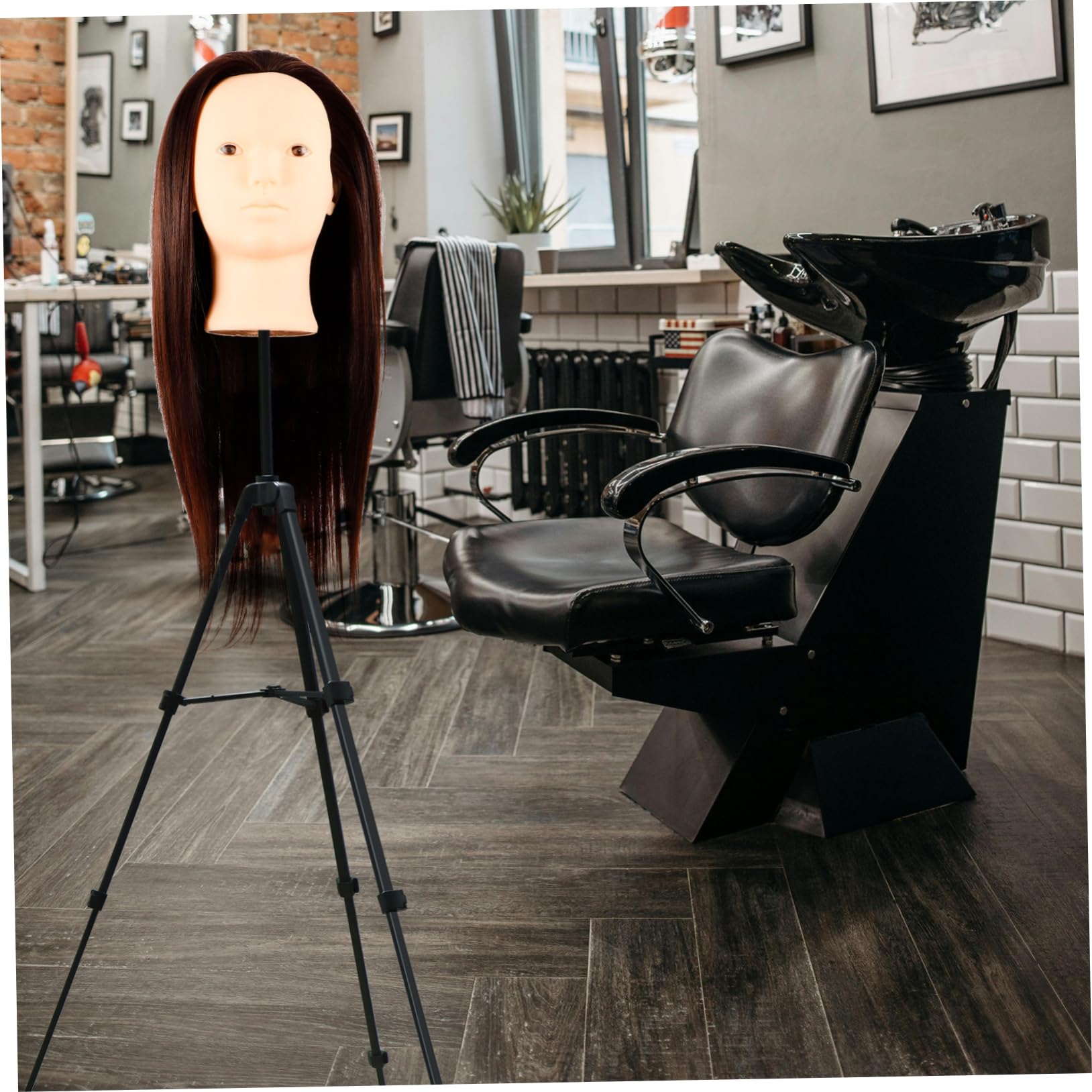 VICASKY Übungskopf Echthaar 60cm Kosmetik Mannequinkopf Braun aus Hochtemperaturfaser und Kunststoff zum Flechten Stylen und Locken im Salon oder Hause