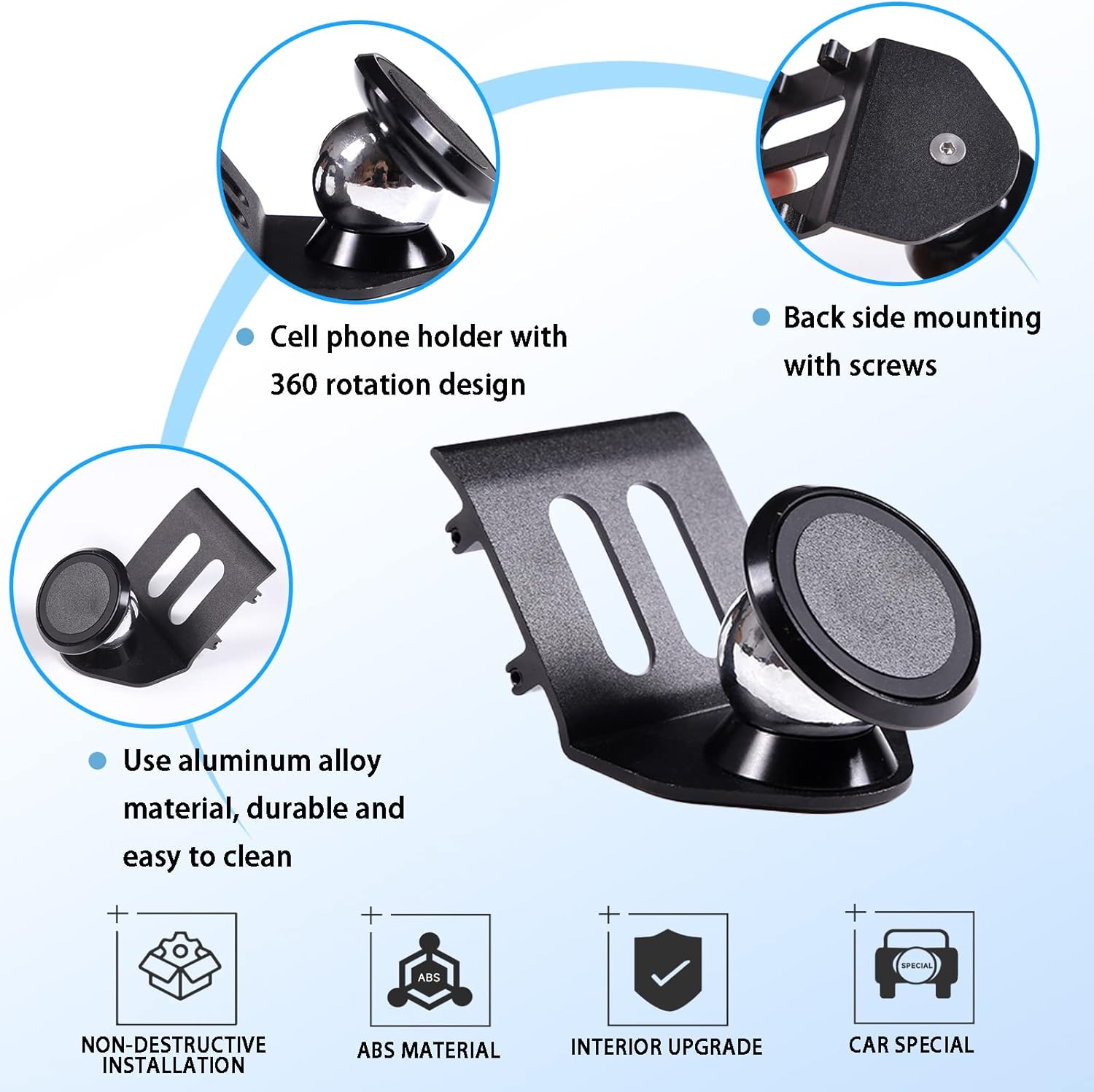Car Phone Mount Fit for Fiat 500 2010 2011 2012 2013 2014 2015,Phone Mount for Car Vent,Dashboard Hands Free Car Phone Holder Mount,Retractable Straight Phone Stand,Black (Style A)