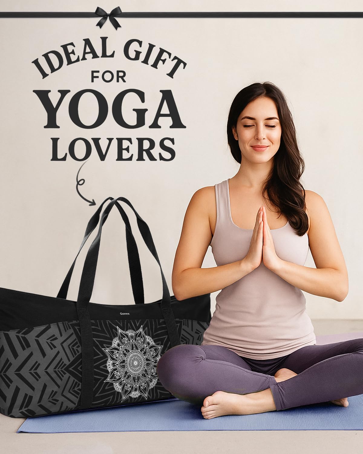 Gonex Yoga Mat Bag, Extra Large Canvas Gym Bag with Waterproof Pocket Metal Zipper, Fits Mat & Blocks, Stylish Yoga Mat Carrier for Women, Ideal for Yoga, Pilates, Workout, Travel - Image 7