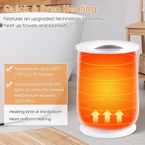 Vista 3 de Tangkula Cubo calentador de toallas de 21 litros para baño, calentador de toallas grande con tapa abatible, apagado automático en 60 minutos, se