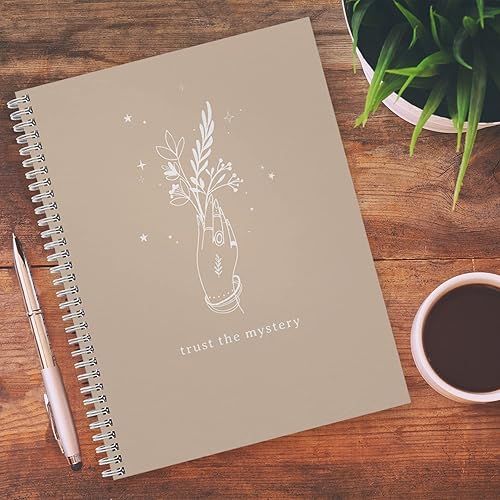 Miniatura 4 de Trust The Mystery - Cuaderno de 8.5 x 11 pulgadas, diario bohemio en espiral indie, 120 páginas de cuadrícula de puntos, tapa blanda laminada