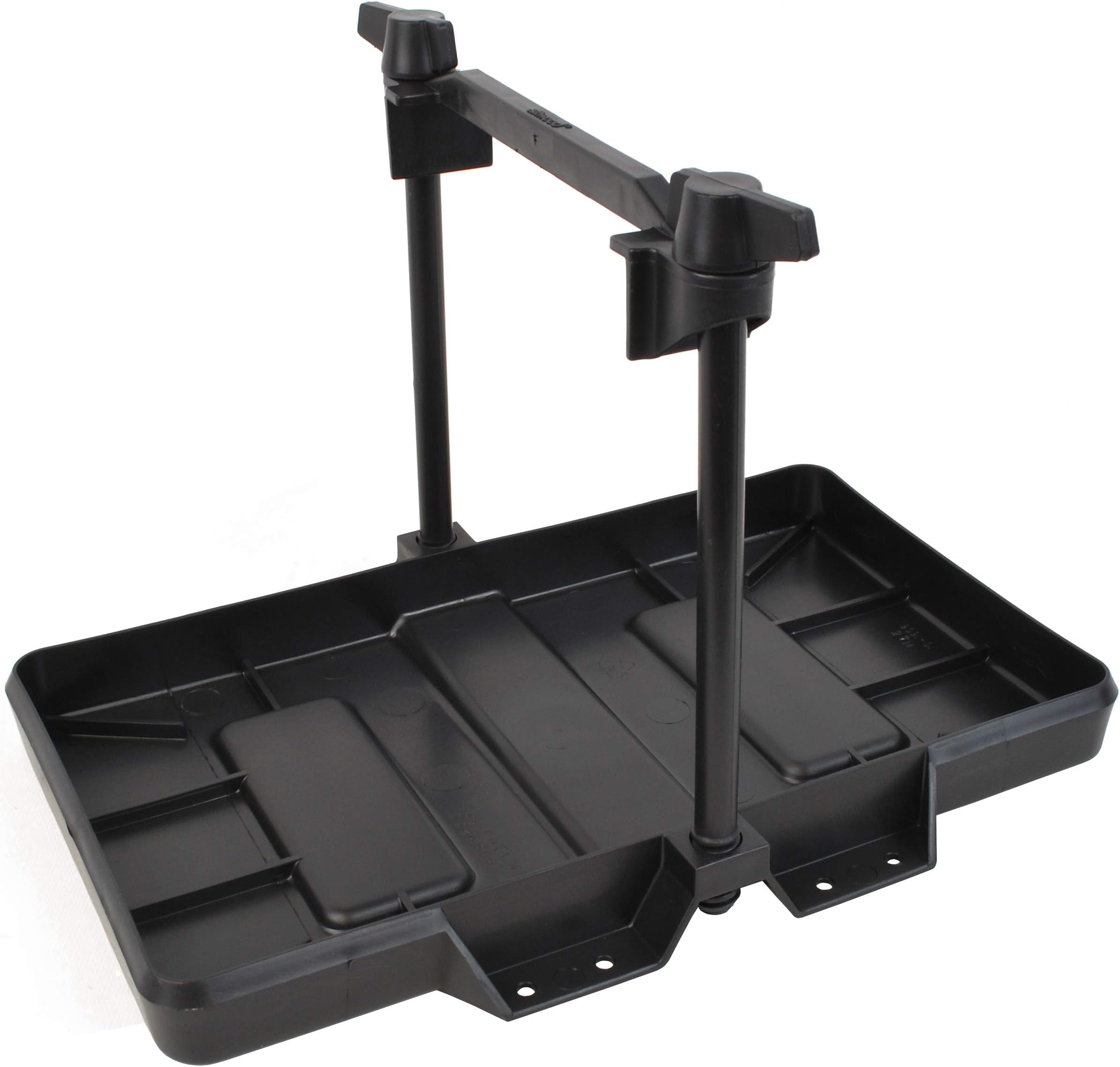 Attwood 9091-5 USCG-Approved 27 Series Adjustable Hold-Down Marine Boat Battery Tray, Black | Keeps marine batteries securely mounted during rough water and transport